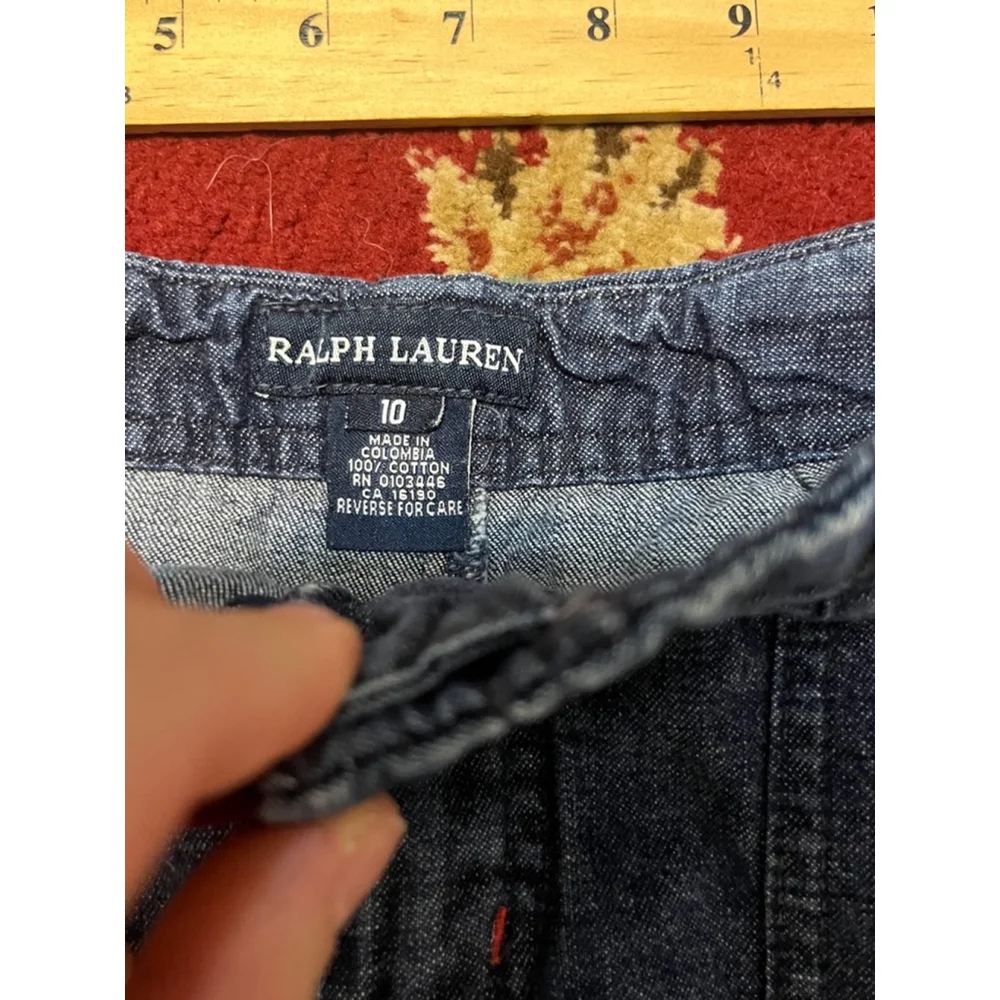 Vintage Embroidery Little Girl Ralph Lauren Denim Mini Preppy Skirt Size 10